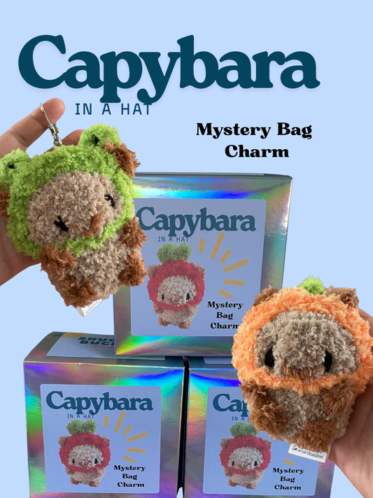 MADE TO ORDER - Capybara in a Hat Plush Bag Charm Mystery Blind Box