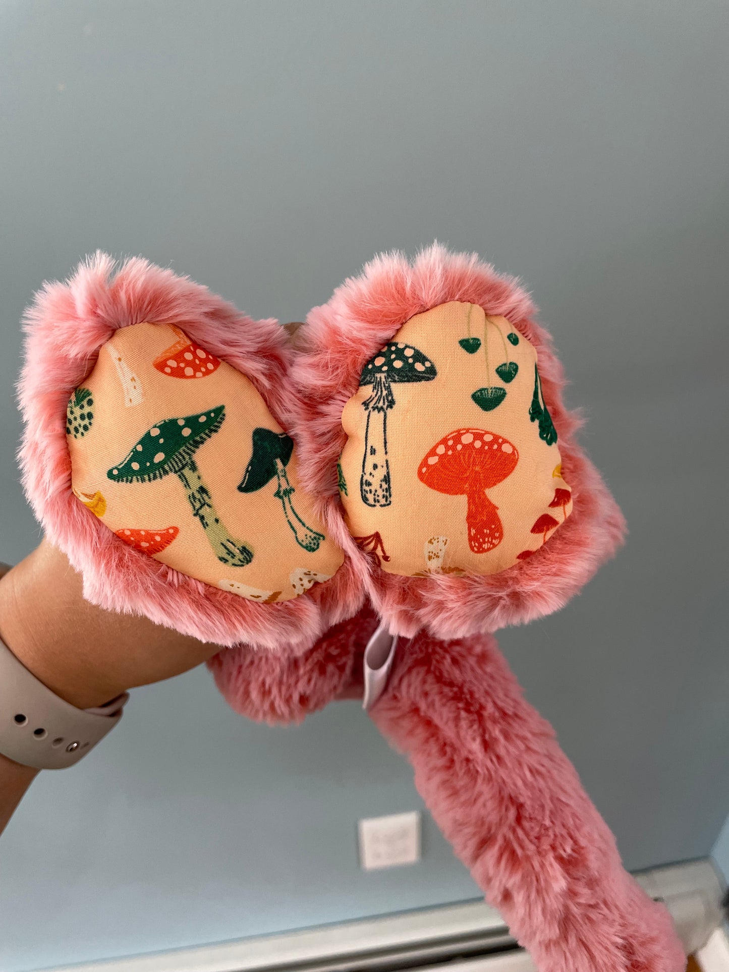 Pink and Gold Mushroom Cat Stuffed Animal Plush