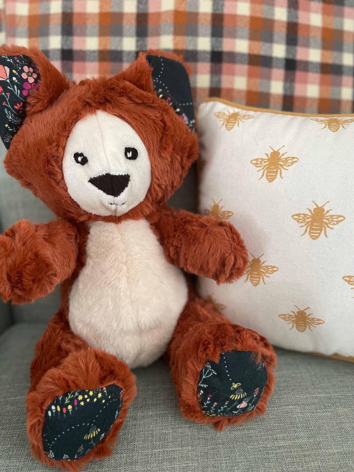 Ginger and Almond Floral Fox Stuffed Animal Plush