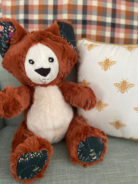 Ginger and Almond Floral Fox Stuffed Animal Plush