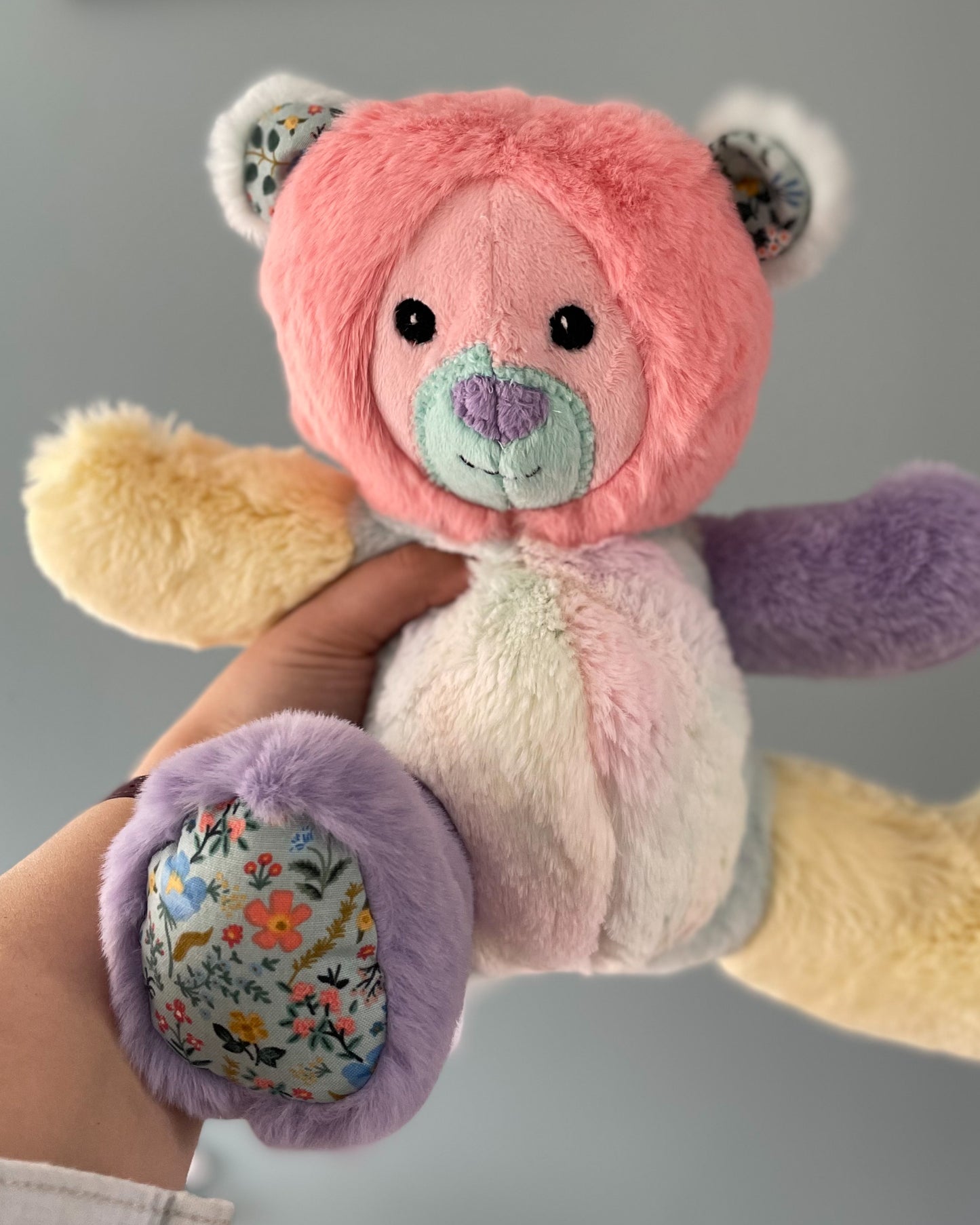 Pastel Colorblock Bear - Handmade Stuffed Animal Plush