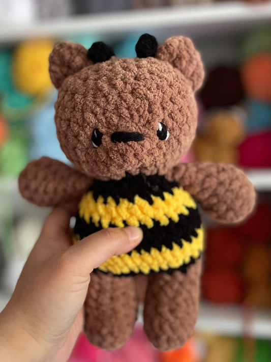 MADE TO ORDER - Custom Bumblebee Bear, Handmade Crocheted Stuffed Animal Plush