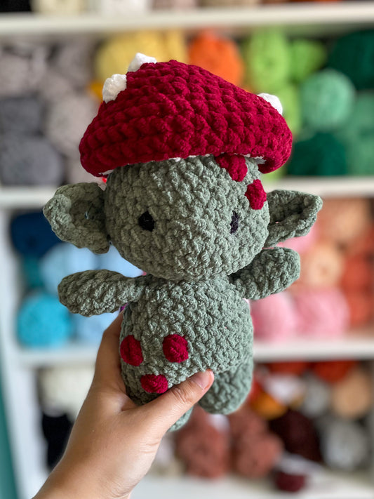 MADE TO ORDER - Forest Goblin with Mushroom Hat, Handmade stuffed animal plush
