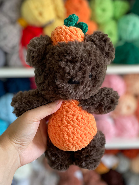 MADE TO ORDER - Pumpkin Bear, Handmade stuffed animal plush