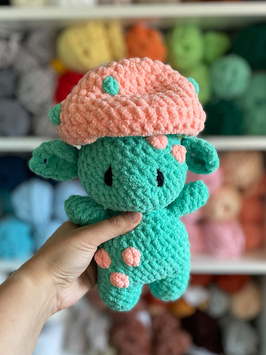 MADE TO ORDER - Custom Goblin with Mushroom Hat and Satchel, Handmade stuffed animal plush