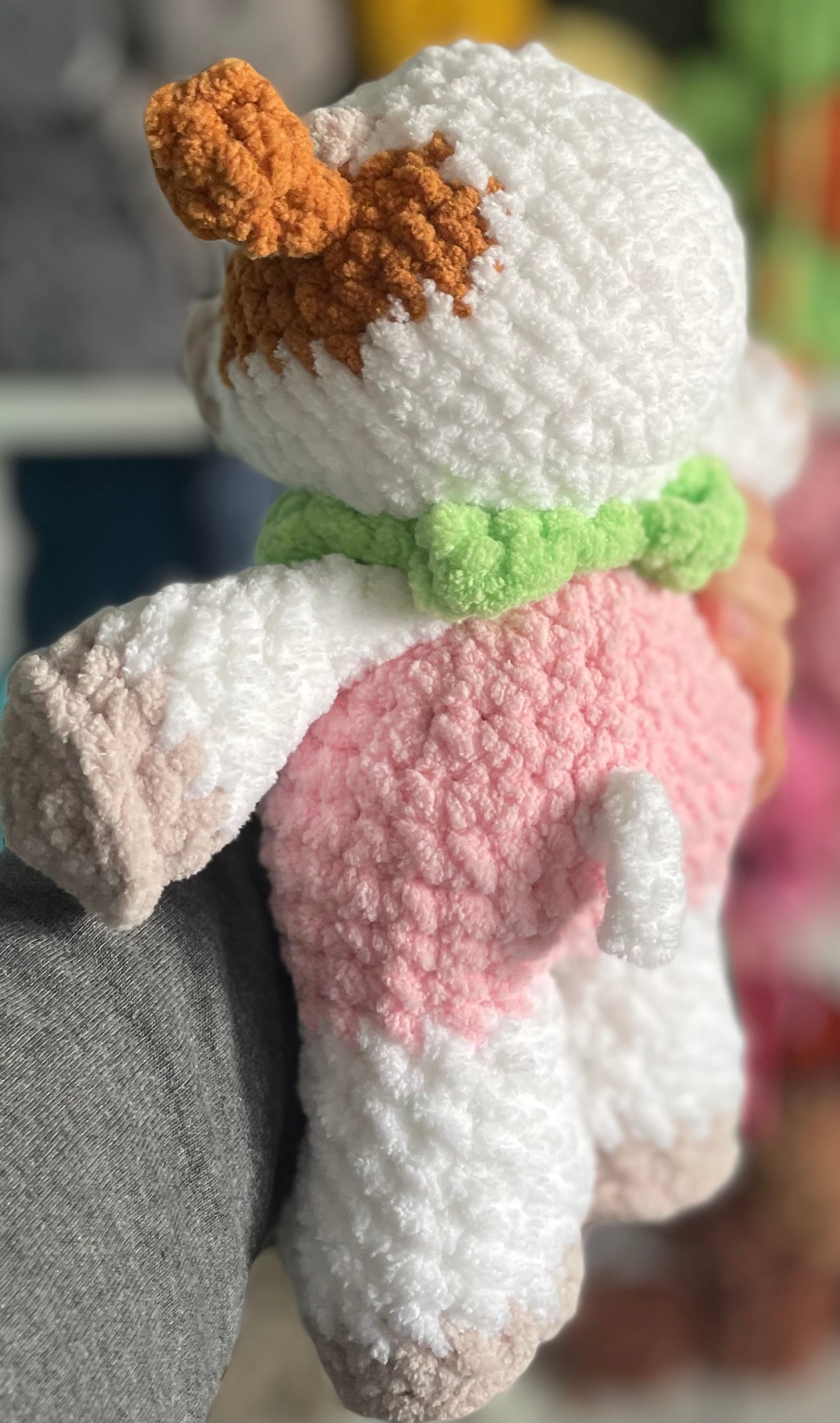 MADE TO ORDER - Custom Strawberry Cow wearing a hoodie, Valentine’s Day gift, handmade stuffed animal plush amigurumi