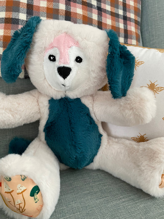 Almond and Teal Dog Stuffed Animal Plush