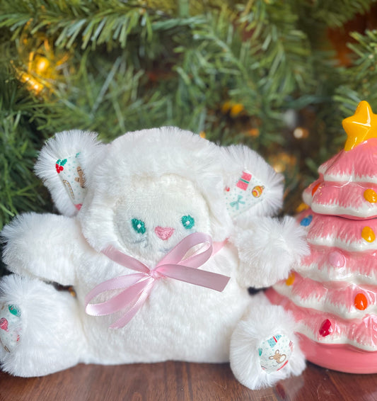 Mini White Kitten with Pink Bow - Handmade Christmas Stuffed Animal Plush