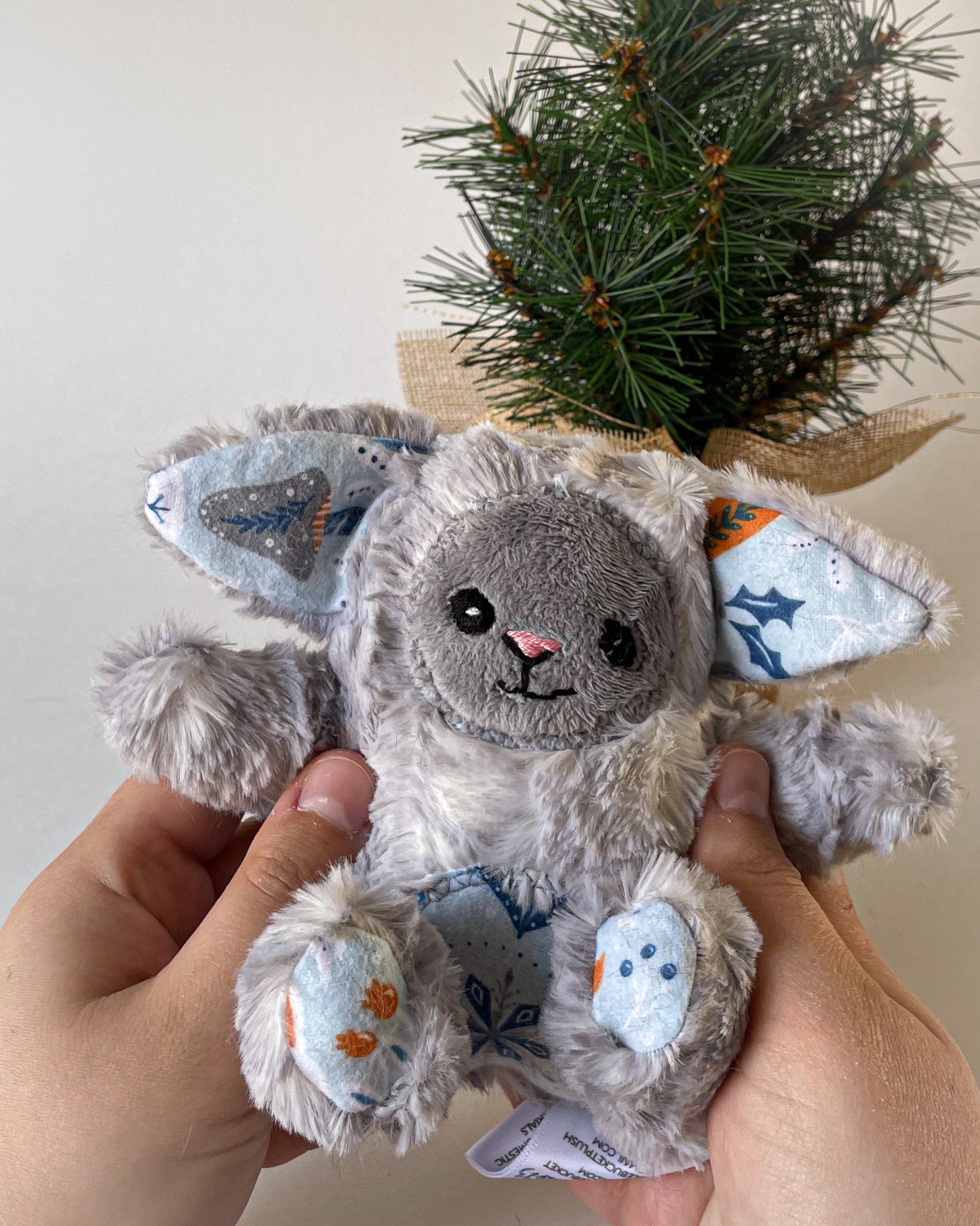 Mini Silver Bunny - Handmade Stuffed Animal Plush