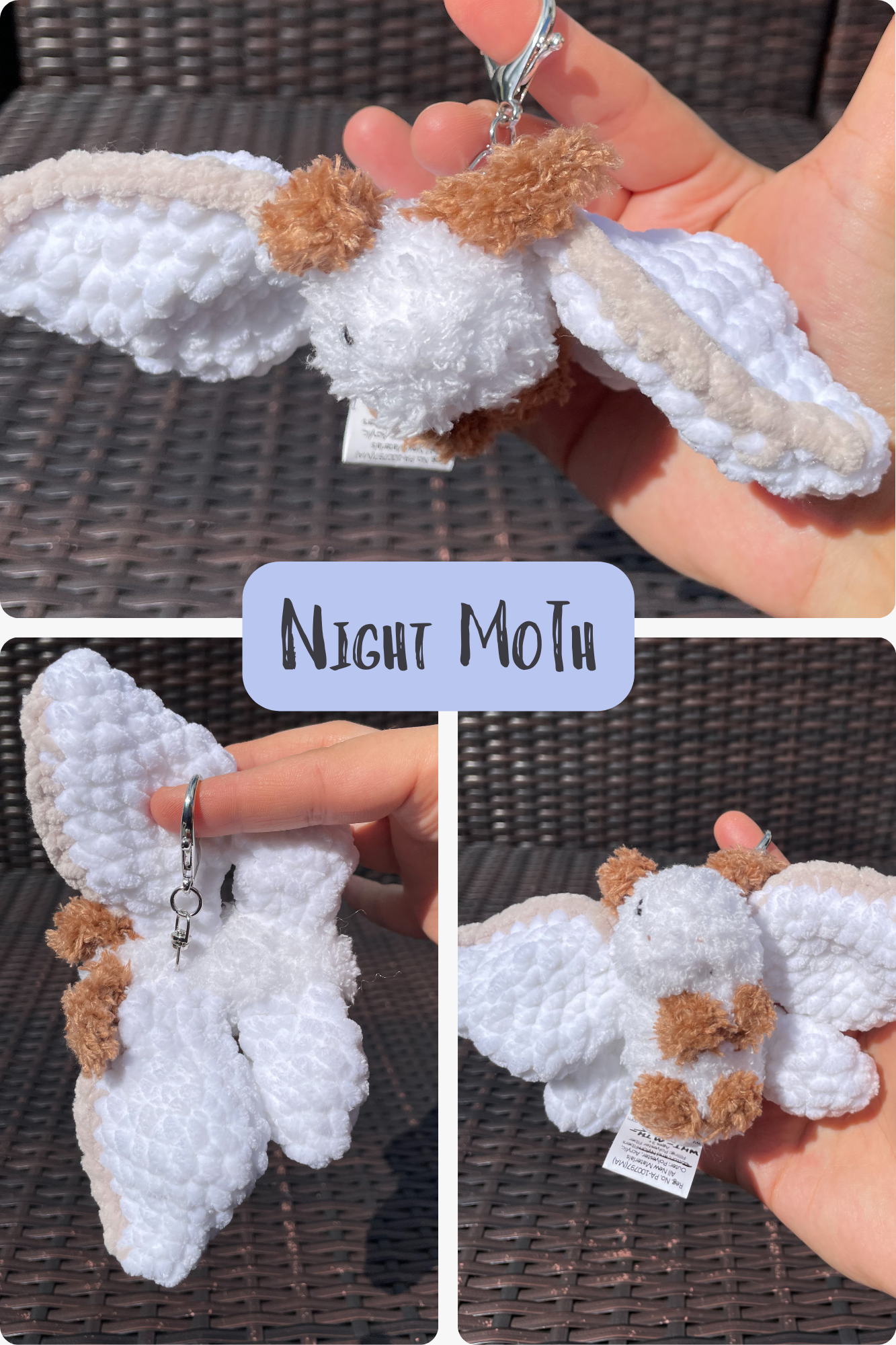 MADE TO ORDER - Mothman, Luna Moth, Rosie Maple Moth, Night Moth Keychains and Bag Charms