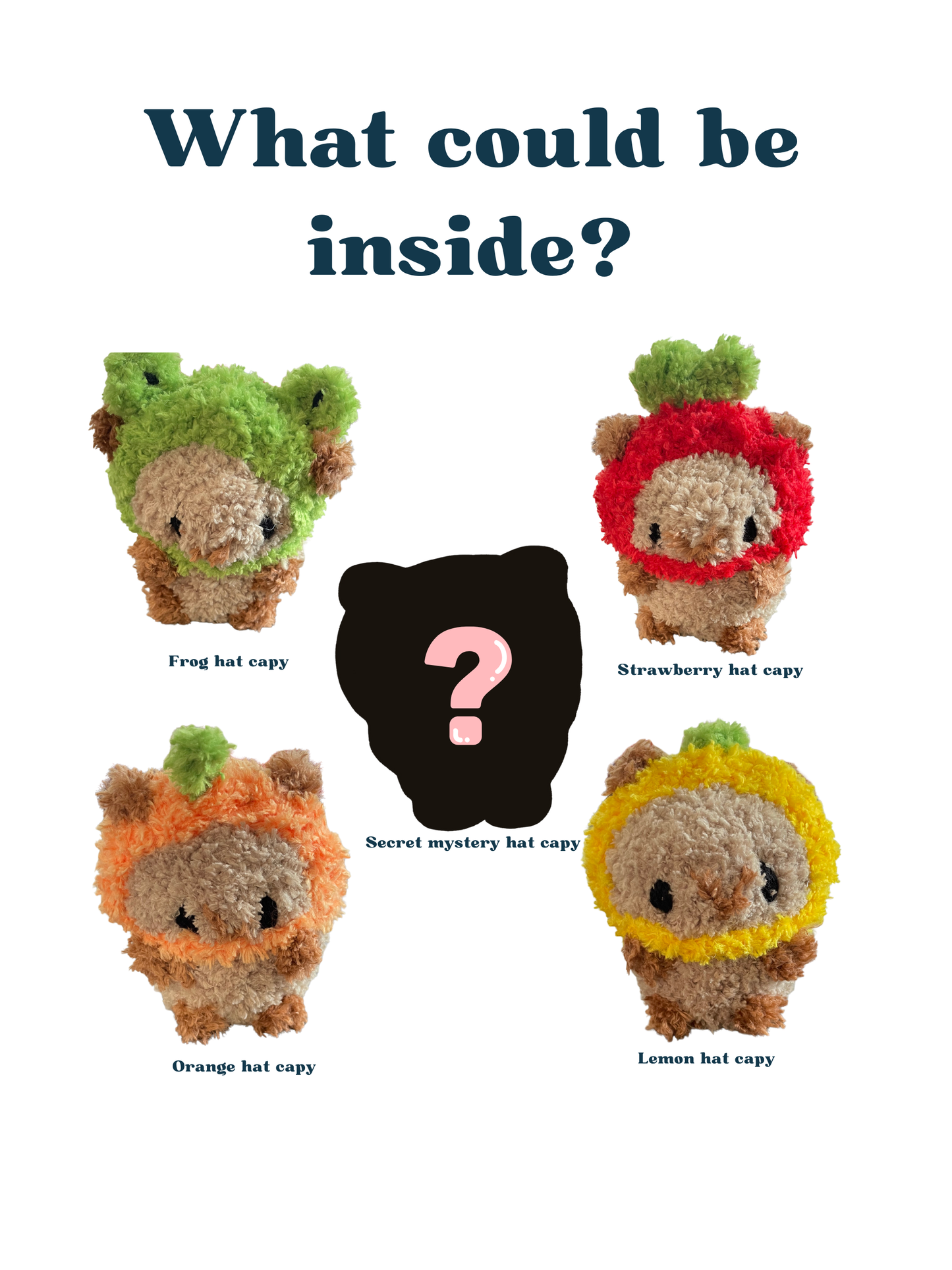 MADE TO ORDER - Capybara in a Hat Plush Bag Charm Mystery Blind Box
