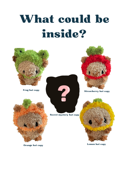 MADE TO ORDER - Capybara in a Hat Plush Bag Charm Mystery Blind Box