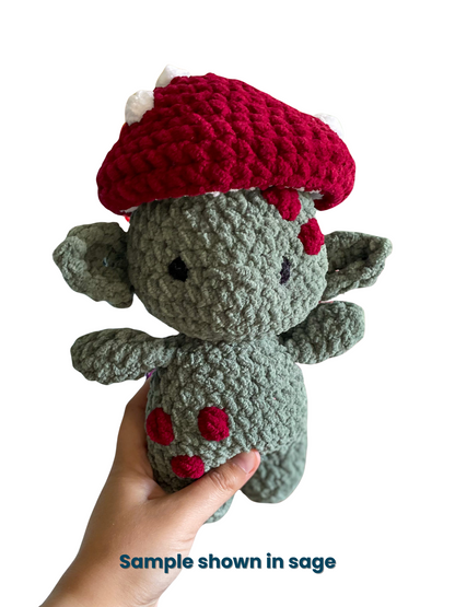MADE TO ORDER - Forest Goblin with Mushroom Hat, Handmade stuffed animal plush