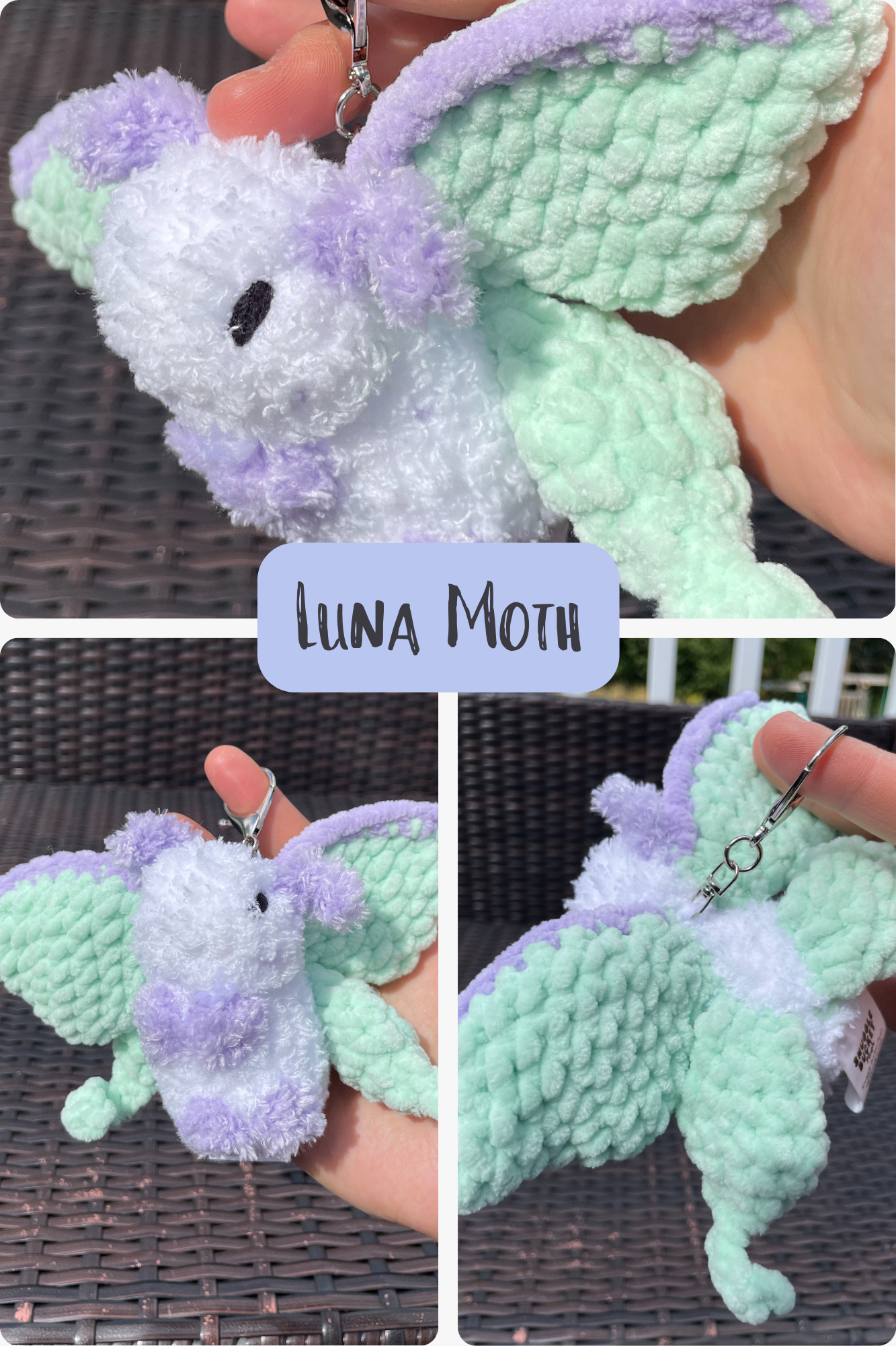 MADE TO ORDER - Mothman, Luna Moth, Rosie Maple Moth, Night Moth Keychains and Bag Charms