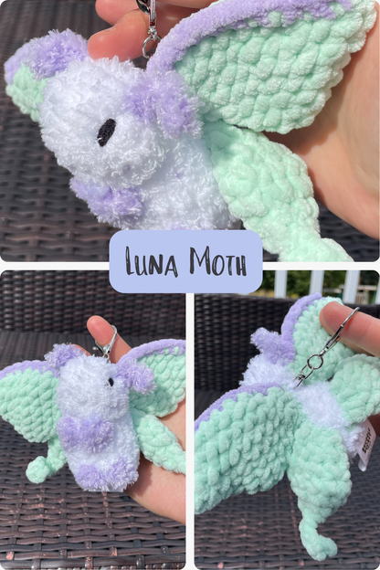 MADE TO ORDER - Mothman, Luna Moth, Rosie Maple Moth, Night Moth Keychains and Bag Charms