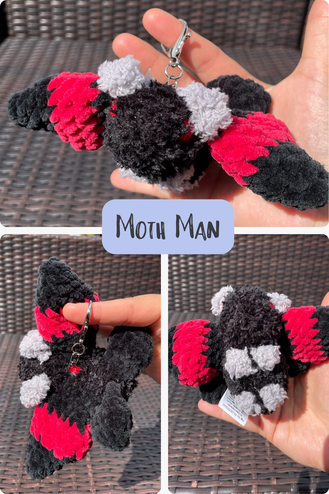 MADE TO ORDER - Mothman, Luna Moth, Rosie Maple Moth, Night Moth Keychains and Bag Charms