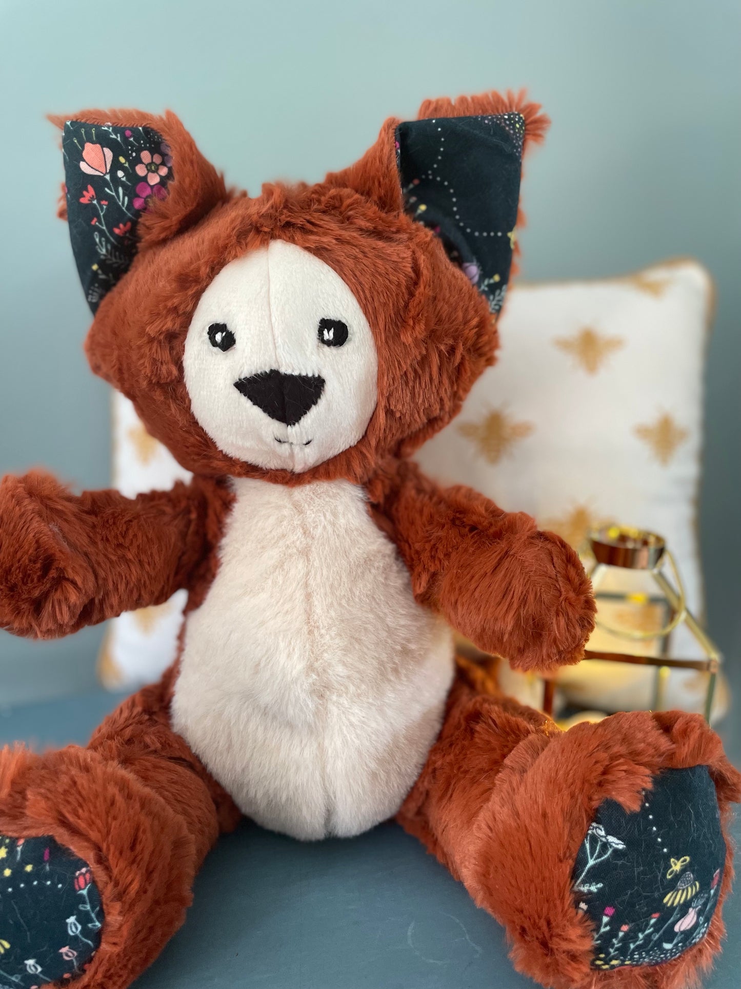 Ginger and Almond Floral Fox Stuffed Animal Plush