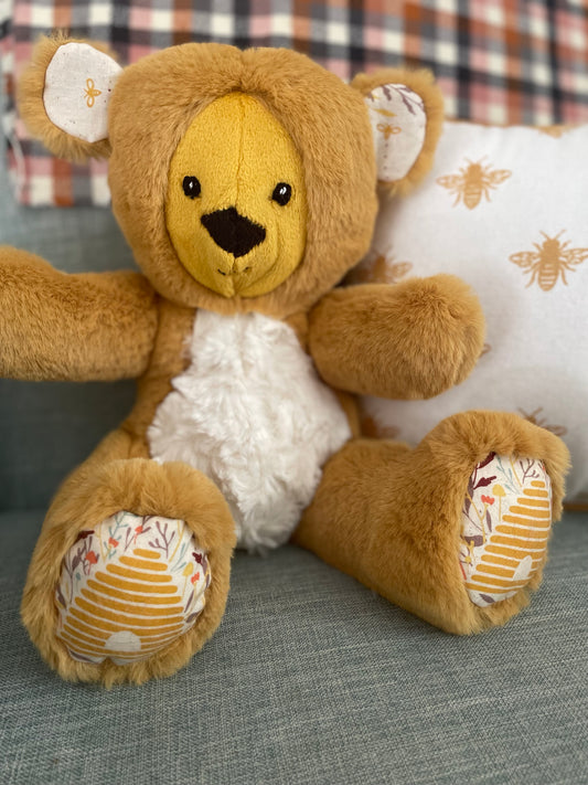 Gold and Ivory Beehive Bumblebee Teddy Bear Stuffed Animal Plush