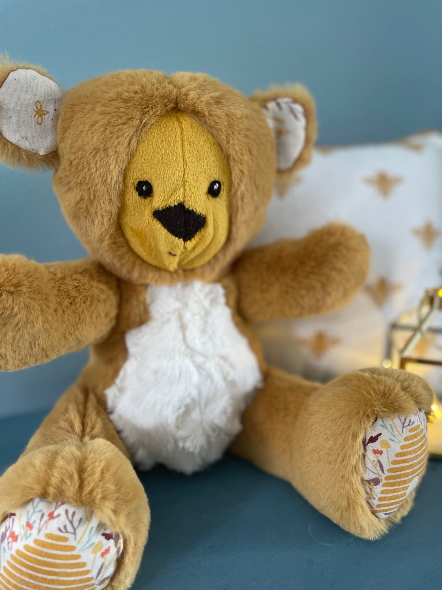 Gold and Ivory Beehive Bumblebee Teddy Bear Stuffed Animal Plush