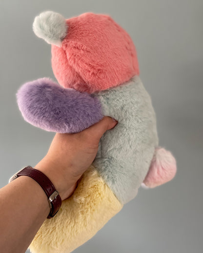 Pastel Colorblock Bear - Handmade Stuffed Animal Plush