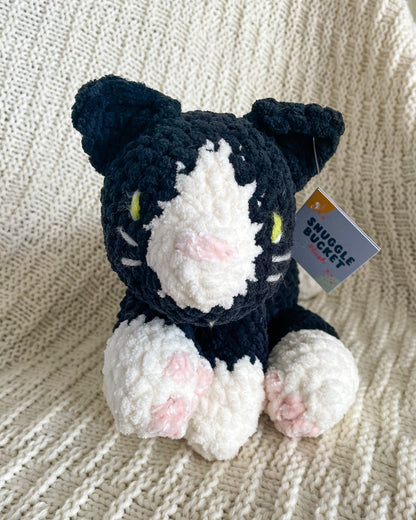 Floppy Tuxedo Cat - Handmade Crochet Stuffed Animal Plush