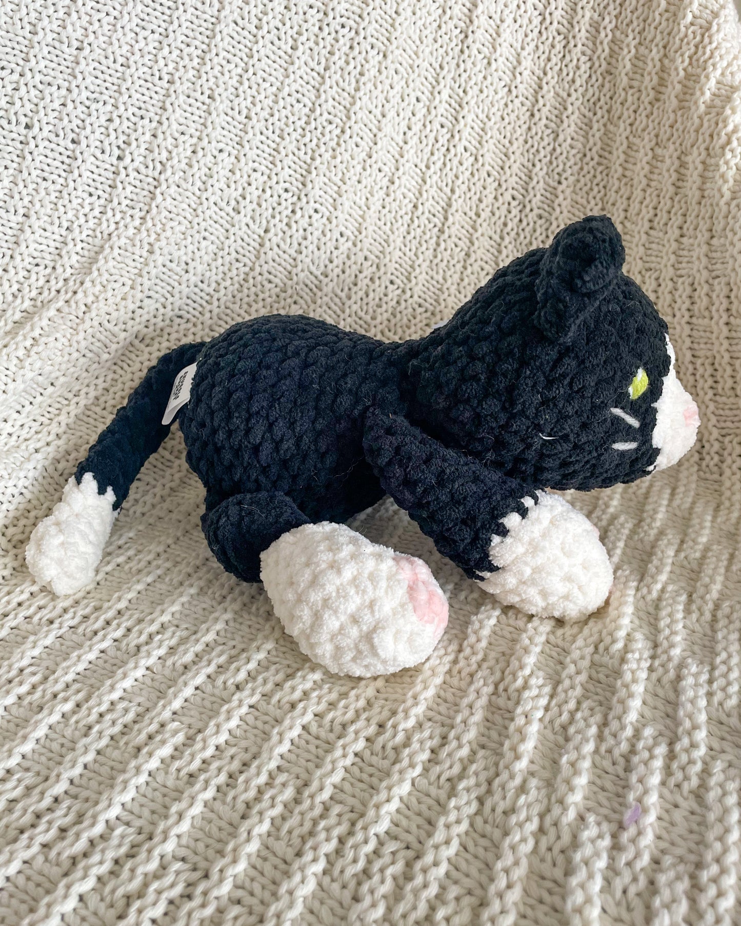 Floppy Tuxedo Cat - Handmade Crochet Stuffed Animal Plush