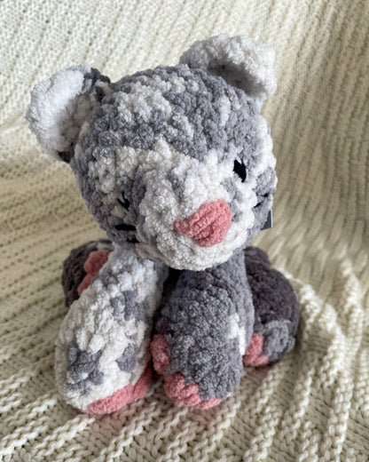 Floppy Gray Speckled Cat - Handmade Crochet Stuffed Animal Plush