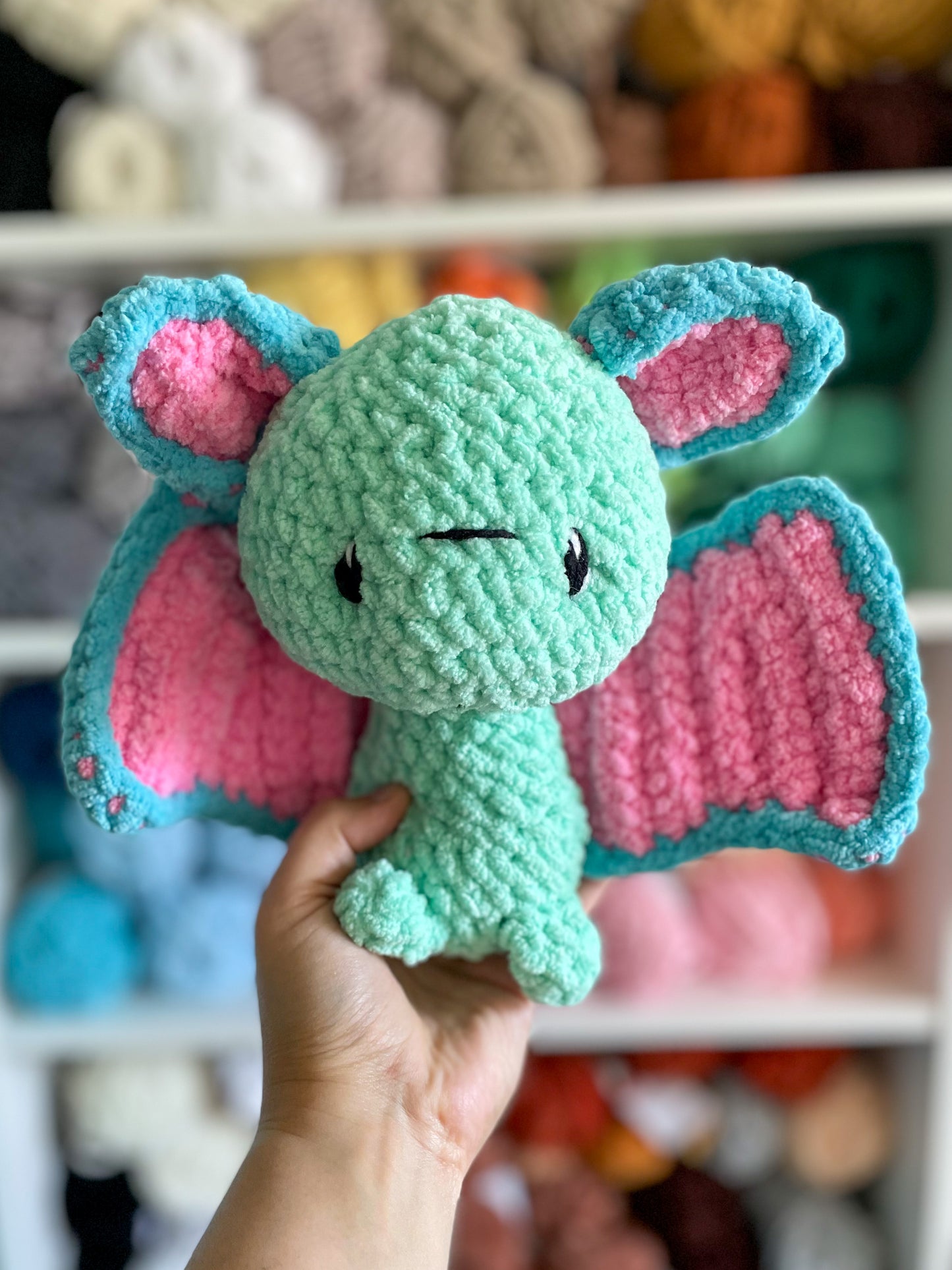 MADE TO ORDER - Pastel Colorblock Bat, Handmade stuffed animal plush