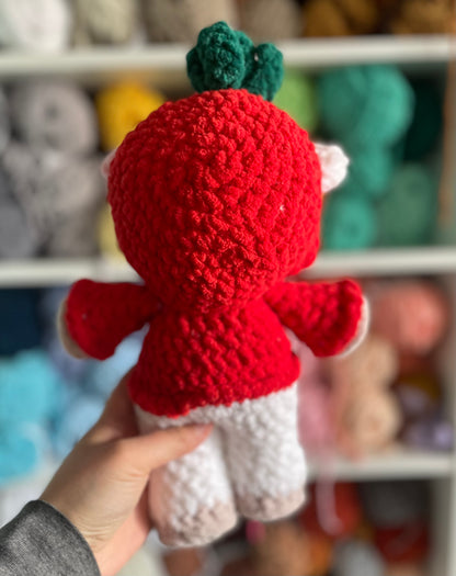 MADE TO ORDER - Custom Strawberry Cow wearing a hoodie, Valentine’s Day gift, handmade stuffed animal plush amigurumi