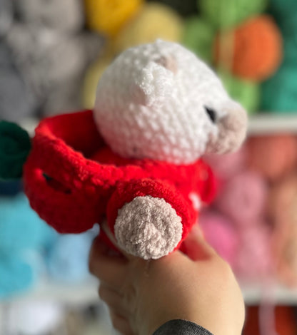 MADE TO ORDER - Custom Strawberry Cow wearing a hoodie, Valentine’s Day gift, handmade stuffed animal plush amigurumi