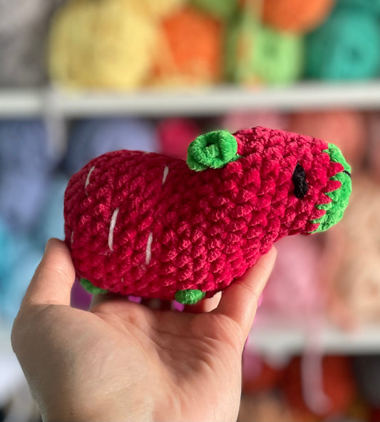 MADE TO ORDER - Strawberry Capybara, Valentine’s Day gift, handmade stuffed animal plush amigurumi