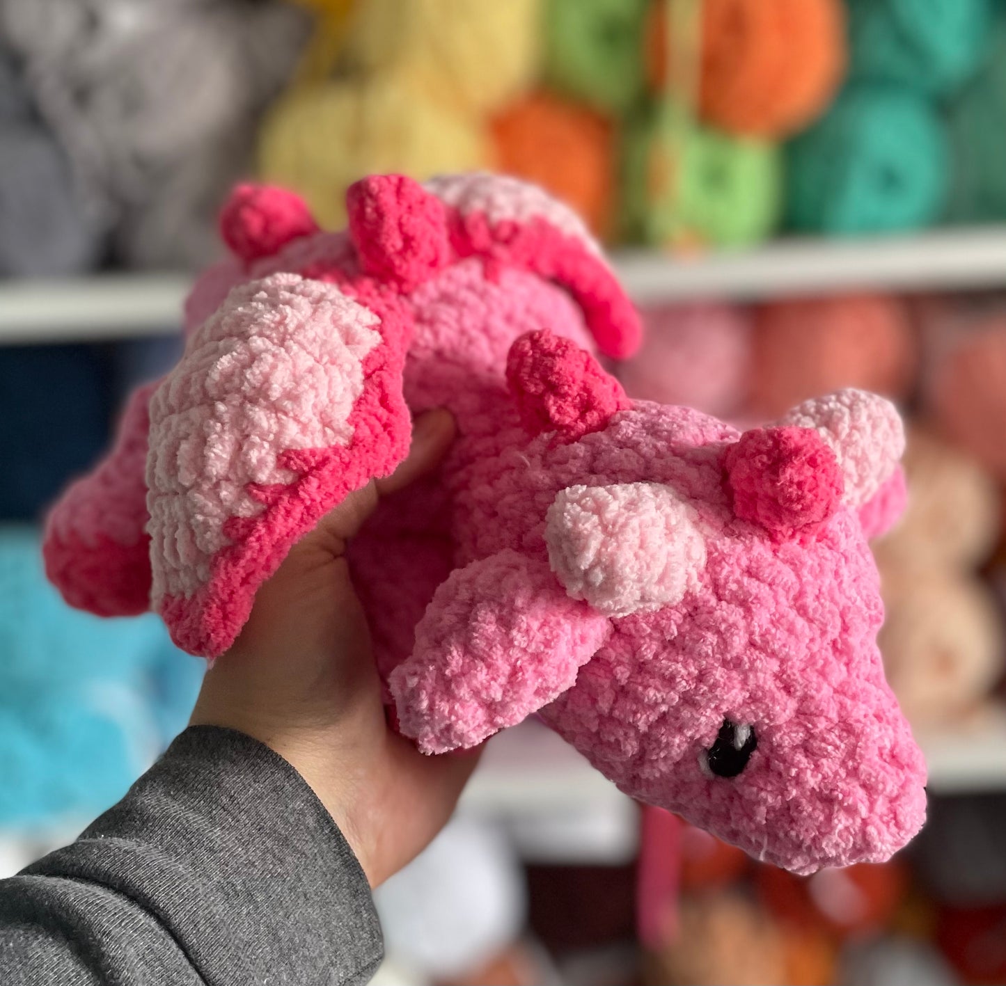 MADE TO ORDER - Pink Dragon, Valentine’s Day gift, handmade stuffed animal plush amigurumi