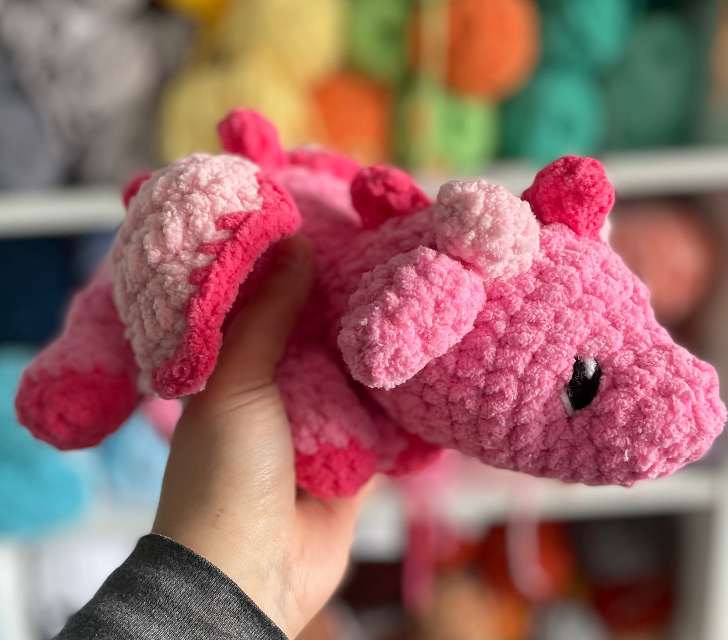 MADE TO ORDER - Pink Dragon, Valentine’s Day gift, handmade stuffed animal plush amigurumi
