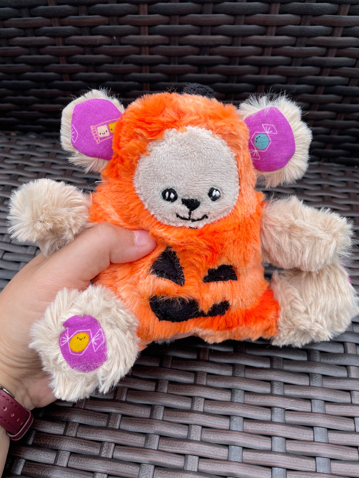 Jack-O-Lantern Bear - Handmade Stuffed Animal