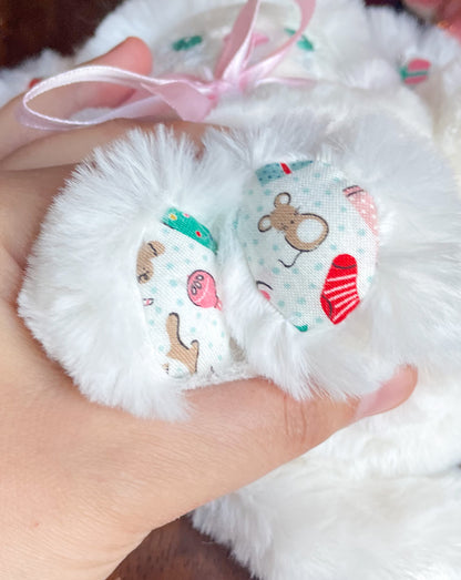 Mini White Kitten with Pink Bow - Handmade Christmas Stuffed Animal Plush
